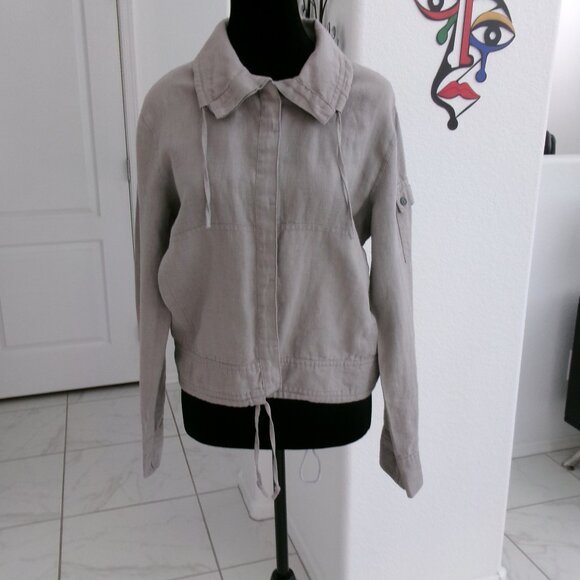 L.O.G.G. Grey Linen Button Down Jacket Large Pockets Washable S Collared Gray - Picture 1 of 12